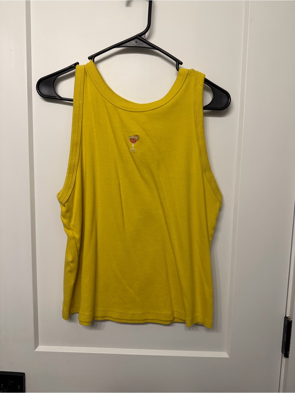 a new day Bright Yellow Tank with Cocktail Embroidery